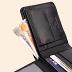 Premium Crocodile Pattern Genuine Leather Wallet for Men | RFID Protected | Black Vertical Wallet