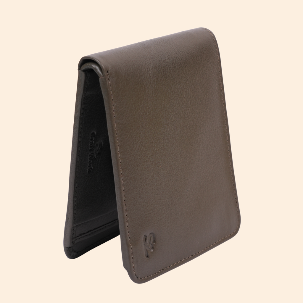 Premium Genuine Leather Vertical Wallet for Men | RFID Protected | Green | Slim Leather Wallet