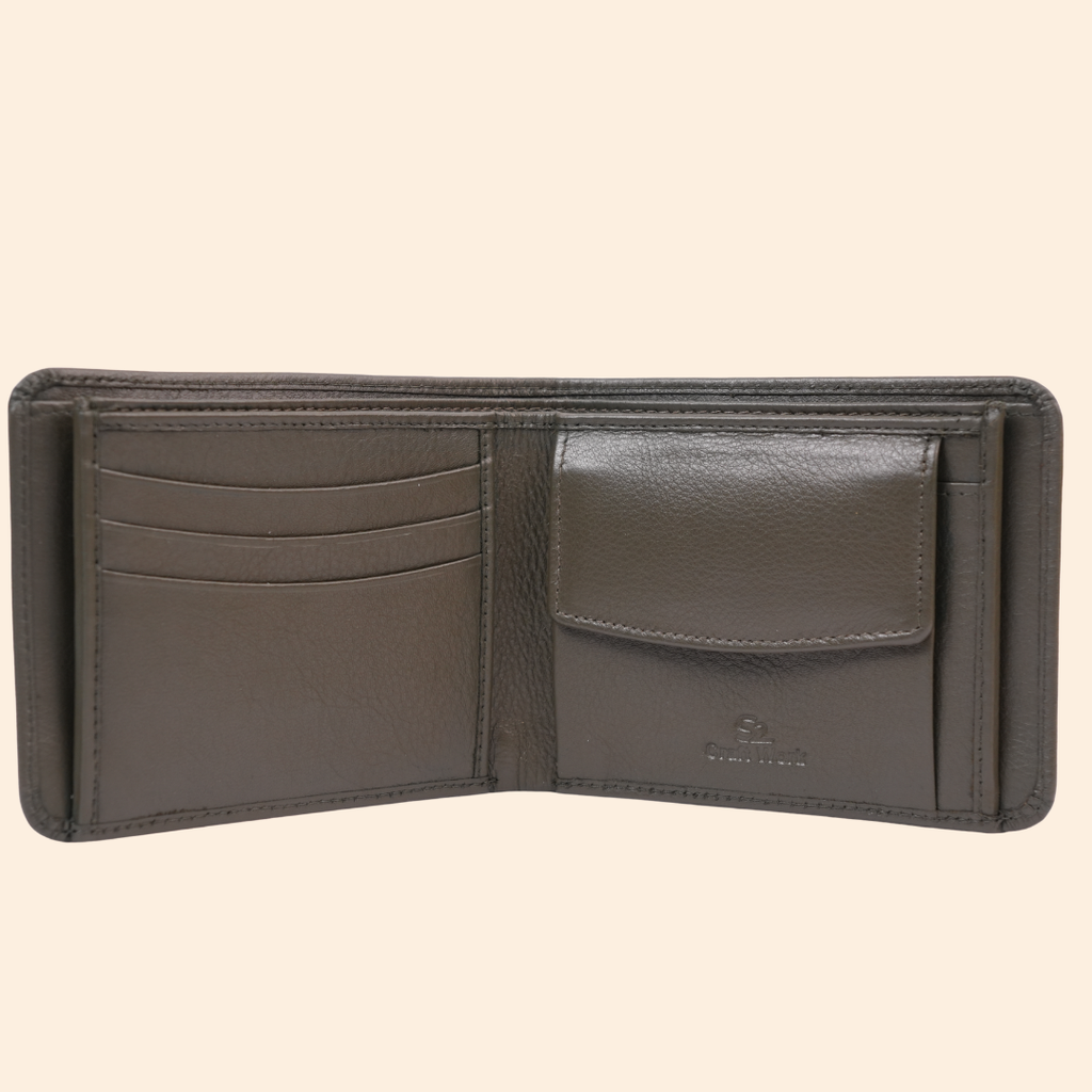 Premium Genuine Leather Vertical Wallet for Men | RFID Protected | Green | Slim Leather Wallet