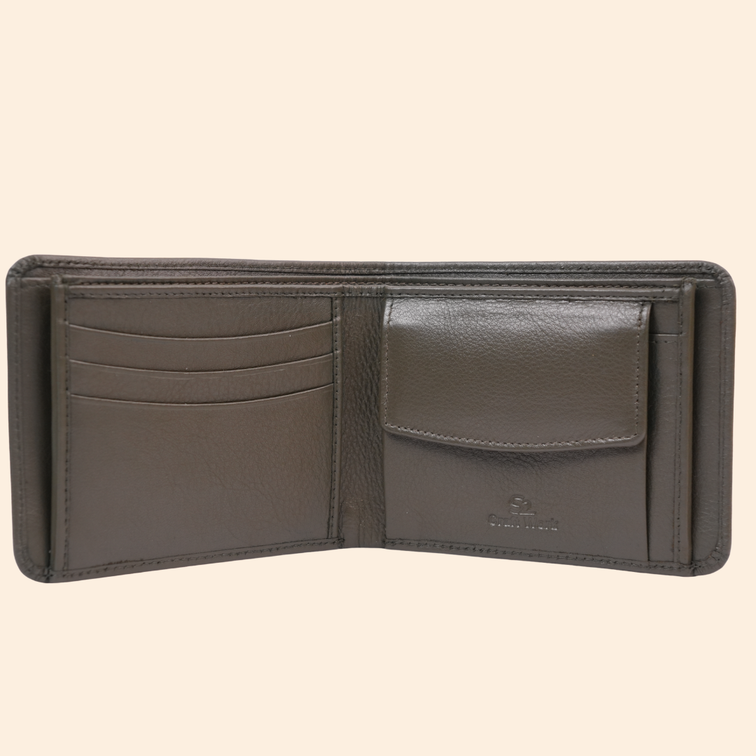 Premium Genuine Leather Vertical Wallet for Men | RFID Protected | Green | Slim Leather Wallet