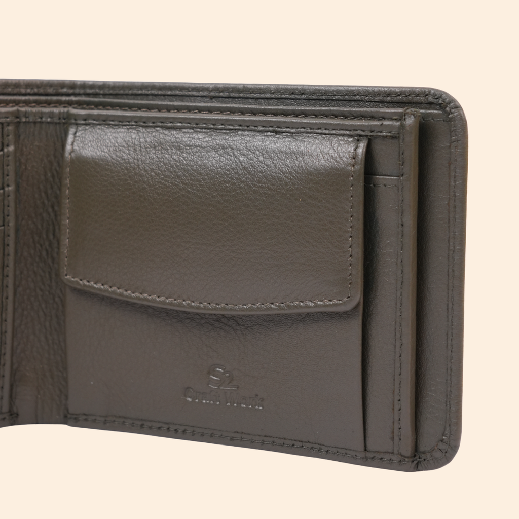 Premium Genuine Leather Vertical Wallet for Men | RFID Protected | Green | Slim Leather Wallet