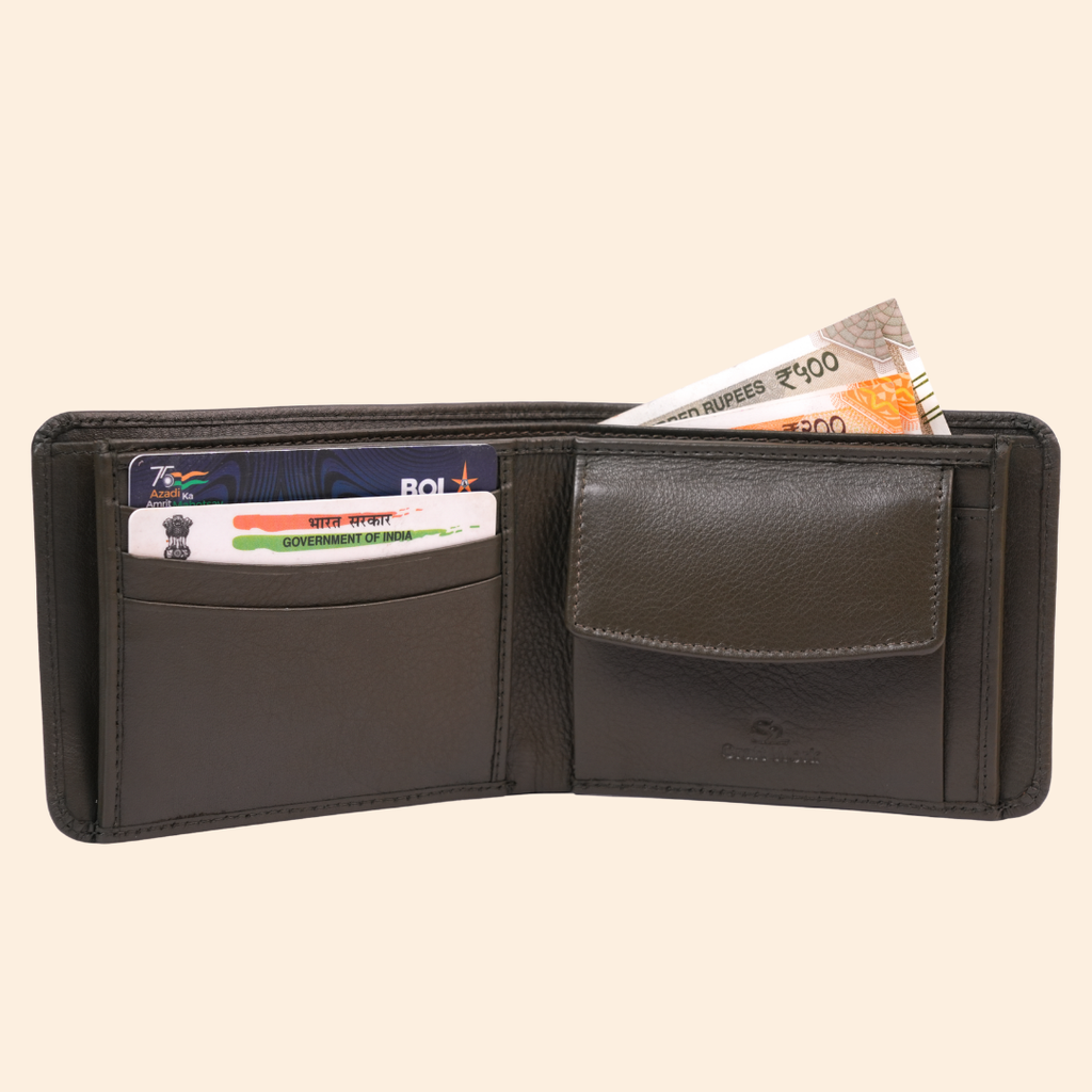 Premium Genuine Leather Vertical Wallet for Men | RFID Protected | Green | Slim Leather Wallet
