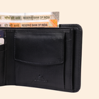 Premium Genuine Leather Bifold Wallet for Men | Black | Coin Pocket Wallet