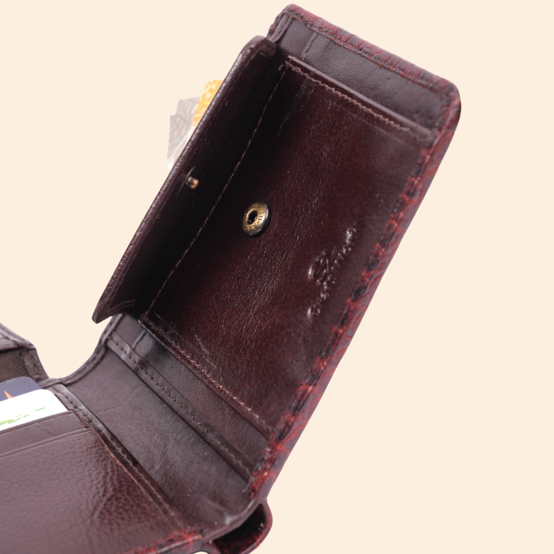 Premium Crocodile Pattern Genuine Leather Wallet for Men | RFID Protected | Burgundy Red Vertical Wallet