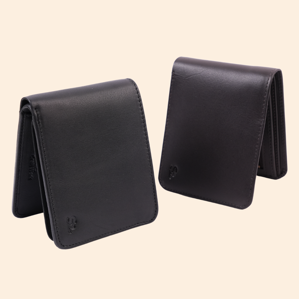 Black Leather Bifold Wallet for Men | Multi-Compartment Wallet