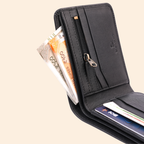 Black Leather Bifold Wallet for Men | Multi-Compartment Wallet