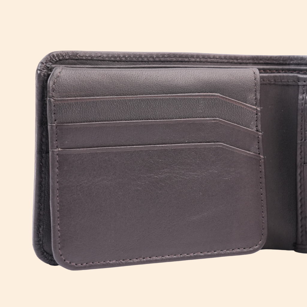 Dark Brown Leather Bifold Wallet for Men | Multi-Compartment Wallet
