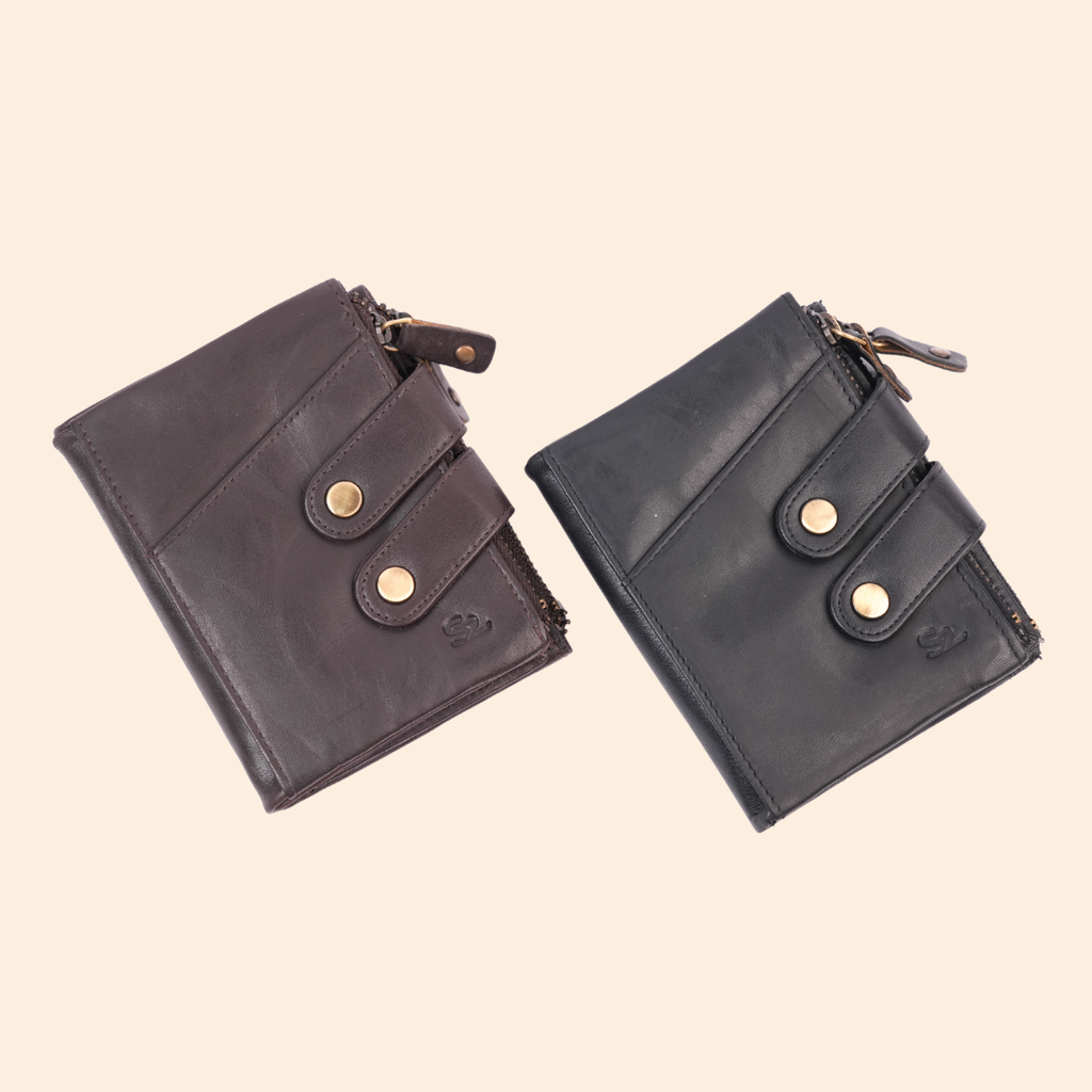 S2 Leather Brown Zipper Wallet for Men