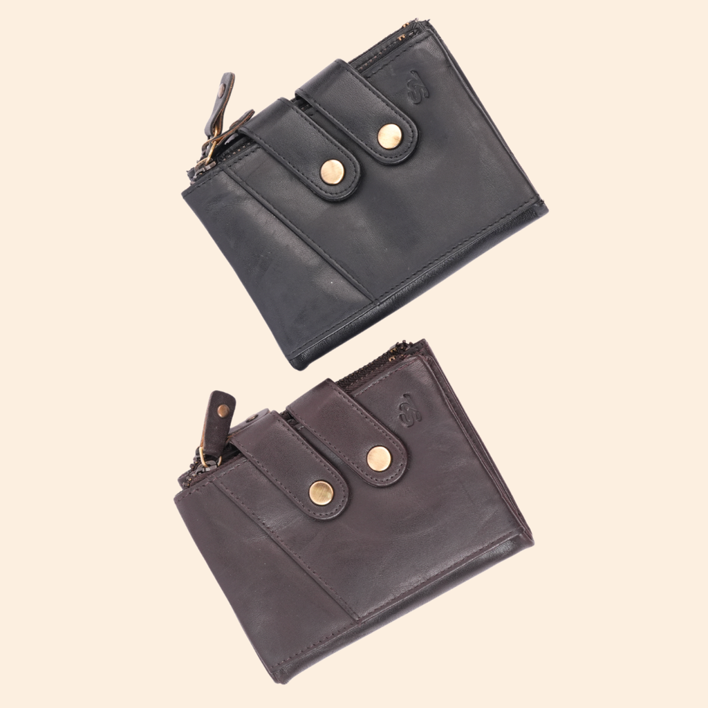 S2 Leather Brown Zipper Wallet for Men