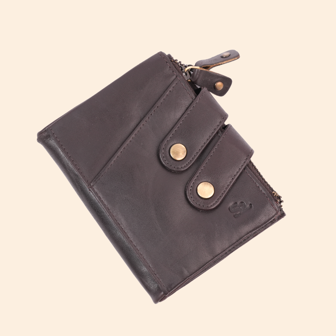 S2 Leather Brown Zipper Wallet for Men