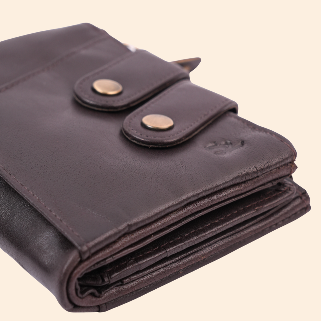 S2 Leather Brown Zipper Wallet for Men