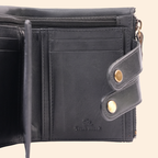 S2 Leather Black Zipper Wallet for Men