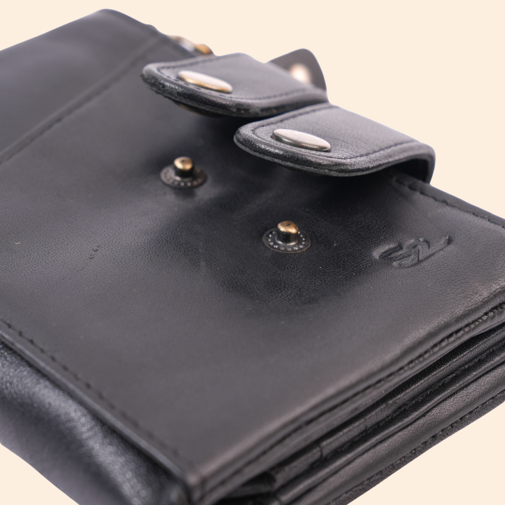 S2 Leather Black Zipper Wallet for Men