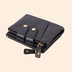 S2 Leather Black Zipper Wallet for Men