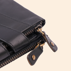 S2 Leather Black Zipper Wallet for Men