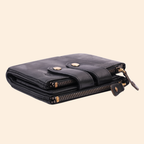 S2 Leather Black Zipper Wallet for Men