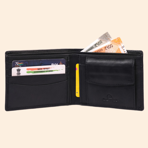 Black Genuine Leather Wallet | Slim Bifold Wallet for Men