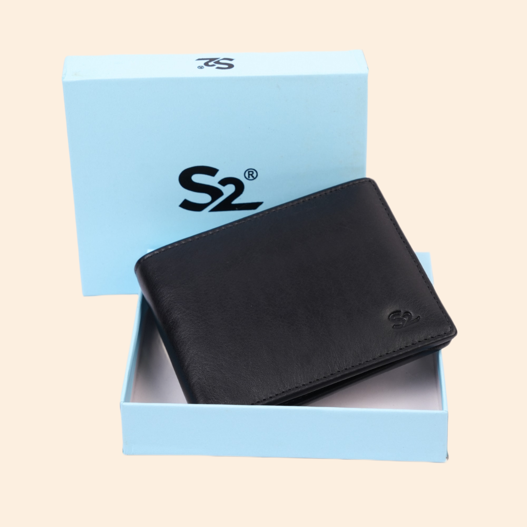 Black Genuine Leather Wallet | Slim Bifold Wallet for Men