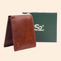Premium Leather Wallet with Coin Pocket & ID Window for Men | Tan Brown