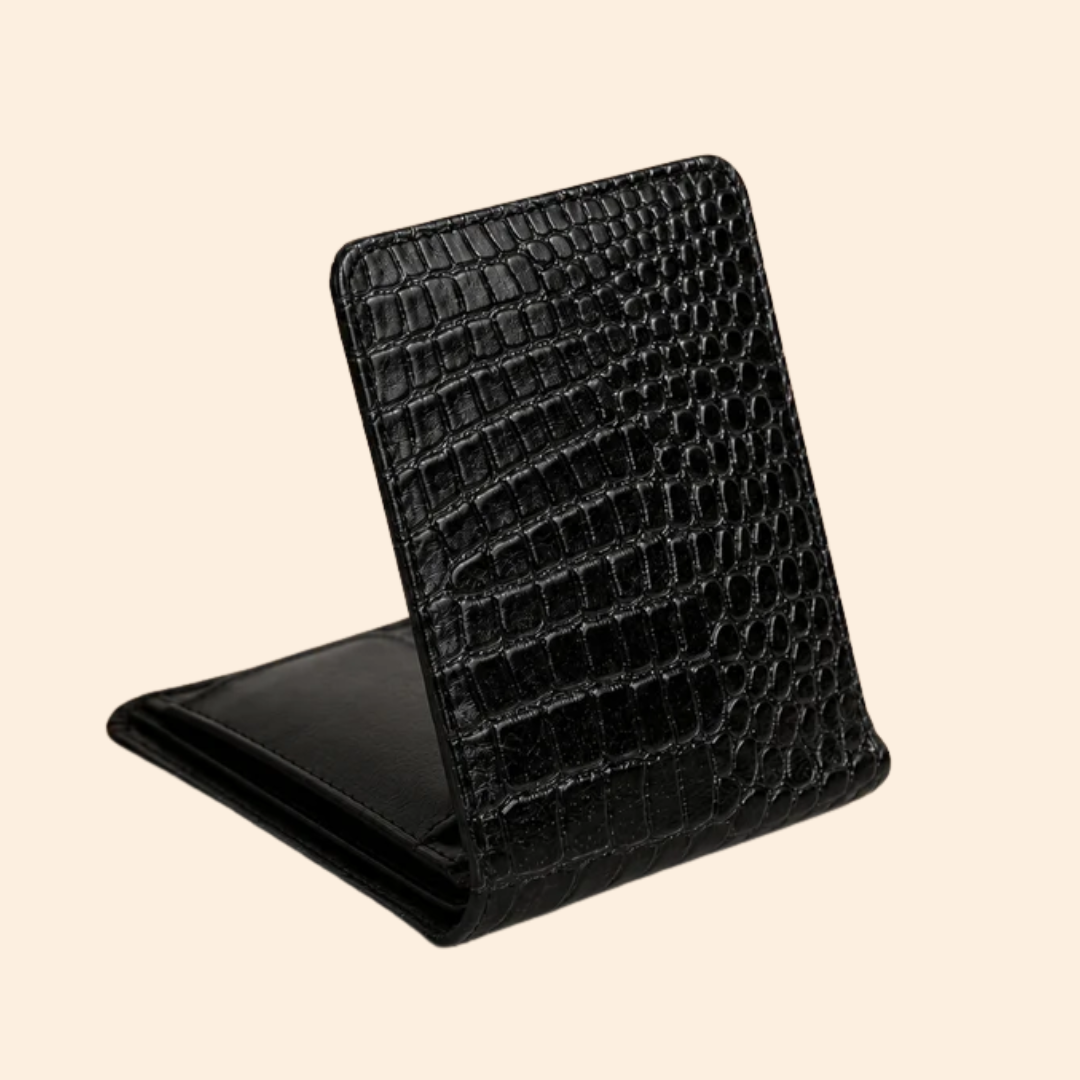 Premium Crocodile Pattern Genuine Leather Wallet for Men | RFID Protected | Black Vertical Wallet